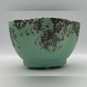 Vintage MidCentury California Pottery Mint Speckled Grey Gray Planter Vase Dish